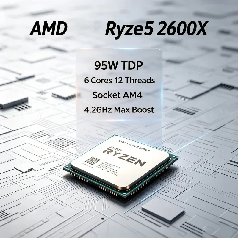 AMD R5 2600X Ryzen 5 2600X Freigeschalteter Übertakteter 6-Kern 12-Thread AM4 Desktop-Prozessor für Gaming und Büroarbeit