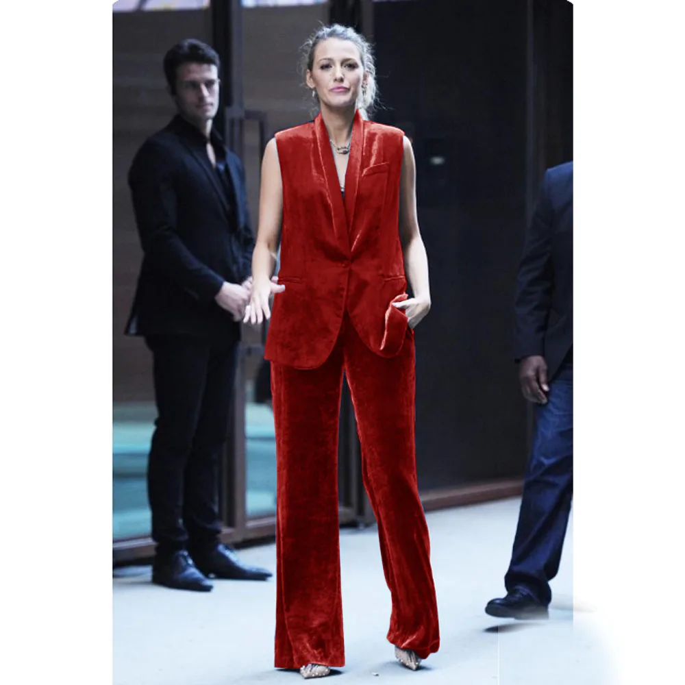 Women's Vest 1 Button Coat Green Fruit Collar Vest+pants Fashionable Sleeveless Jacket for Outerwear 2 Piece Set Coats Jackets