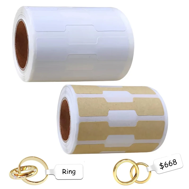 

500PCS Jewelry Price Tags Jewelry Tag Self Adhesive White Blank Price Tags for Necklace Earring Bracelet Price Rectangle Labels