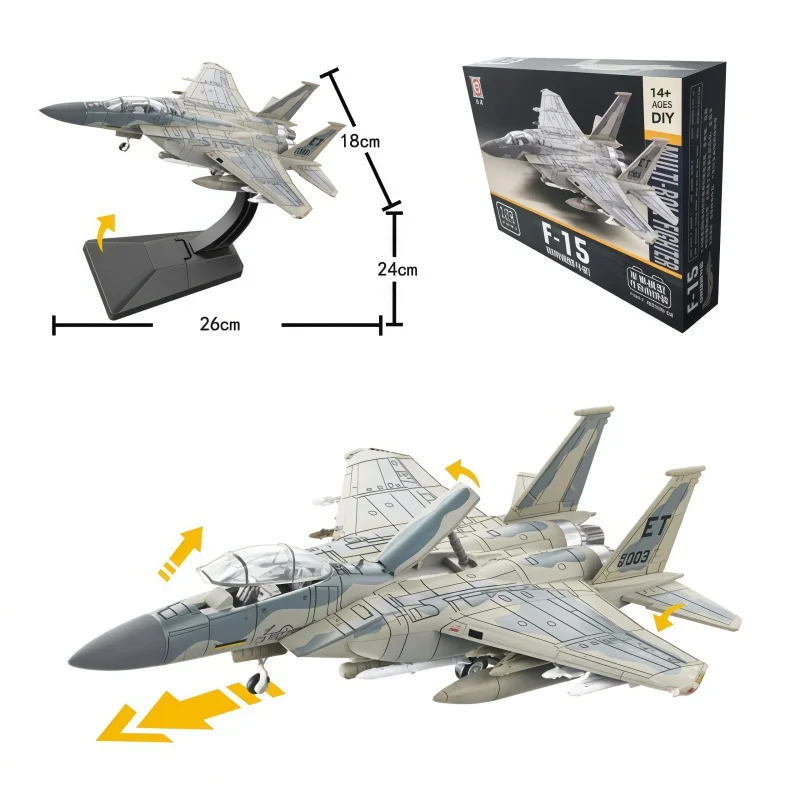 

1:72 Creative Military Series McDonnell Douglas F-15 Eagle Fighter Building Blocks Multi-Role Heavy Jet Model Toys For Xmas Gift