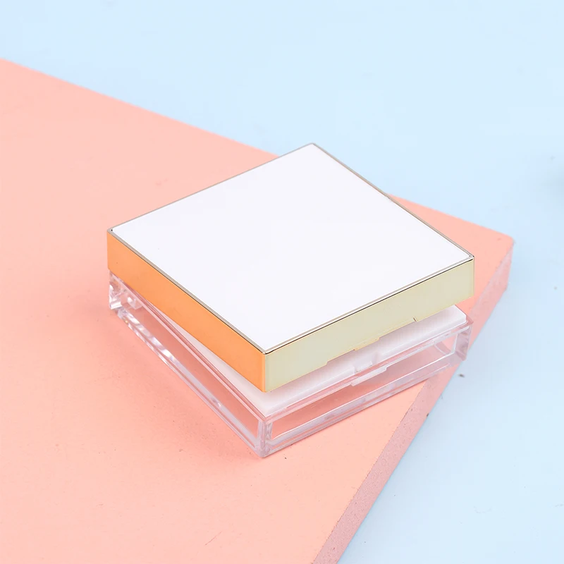 8g vierkante gouden rand losse poederdoos lege hervulbare draagbare make-up instelling poeder blush case container met bladerdeegspiegel