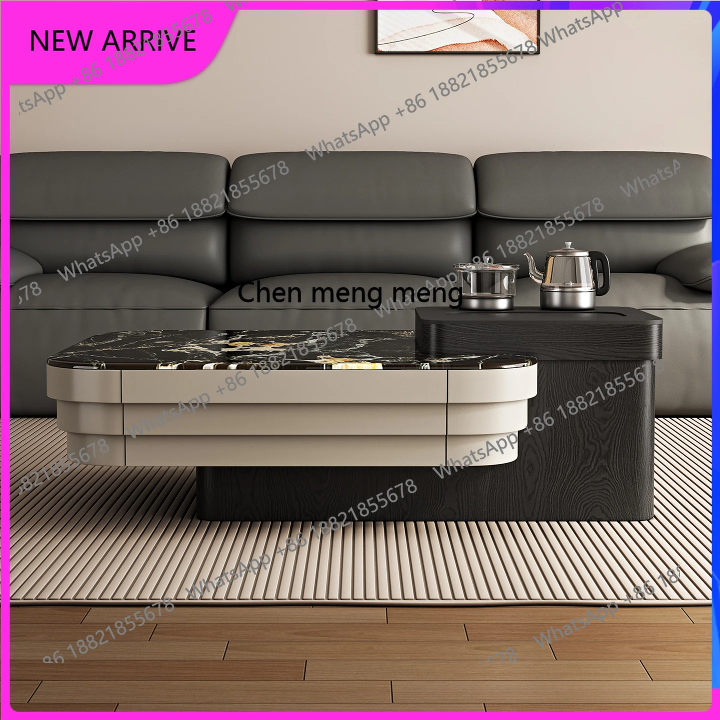 

Italian style, home modern living room coffee table, tea making integrated high-end microcrystalline stone kung fu tea table H