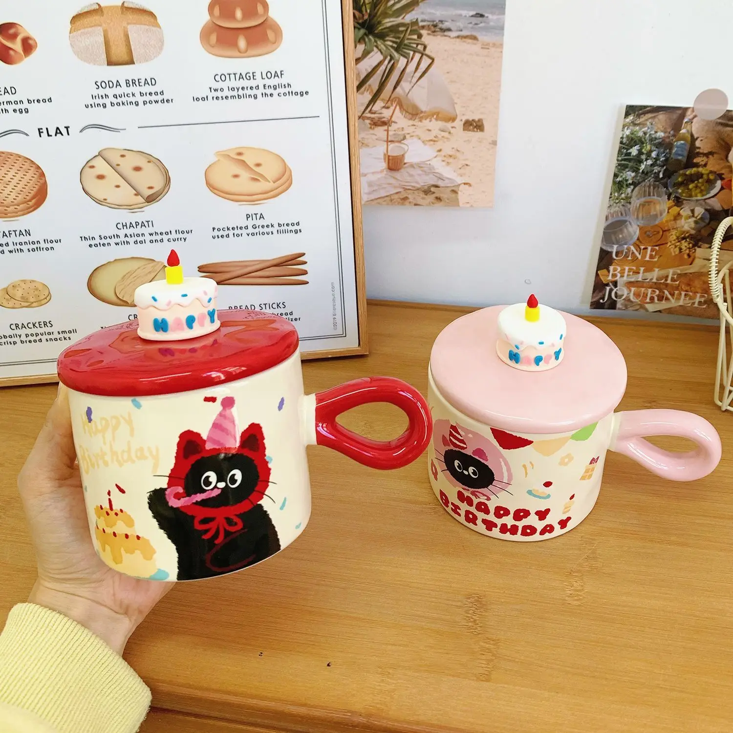 

Cute Cat Covered Ceramic Mug,High-end Coffee Mugs,Couple Birthday Gift Water Cup, Home Breakfast Milk Cups,Christmas Kawaii Cup