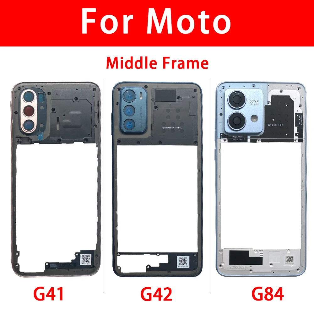 Nouveau cadre central pour Motorola Moto G13 G31 G41 G42 G84 G23 G6, cadre central, plaque centrale avec pièces de rechange d'objectif de caméra