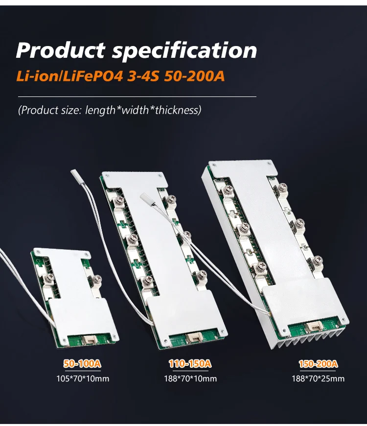 Tdt bms lifepo4 lin ion 3s 4s 12v 30a 50a 100a 200a ausgeglichenes Batteriepack-Managements ystem für Elektro fahrzeuge