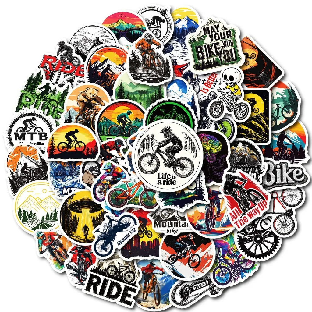 50Pcs Outdoor Cycling Graffiti Stickers, Various Mountain Bike Decals for Luggage, Notebook and Helmet DIY AnimeWorlds Store