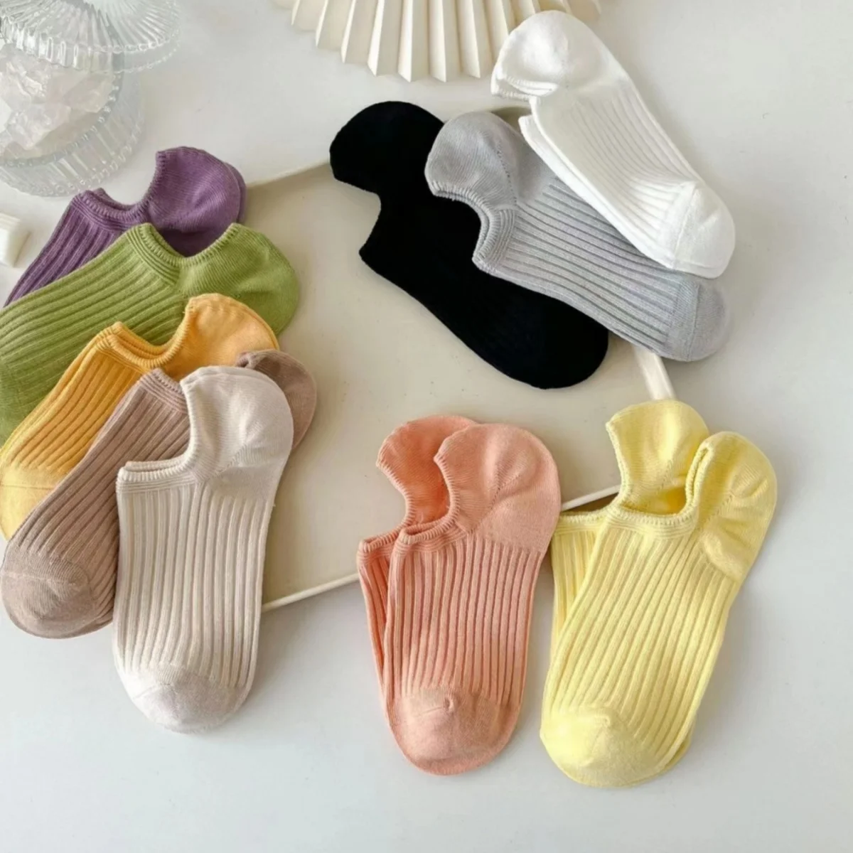 

10/20 пар женских носков без показа, ярких цветов, разноцветных, милых, удобных, дышащих, влагоотводящих