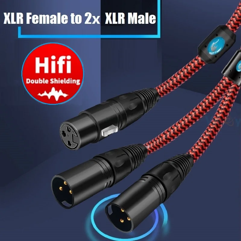 

XLR Female to Dual XLR Male Microphone Audio Cable for Mixer Console Preamps Amplifier Stage Studio Y-Splitter Shielded Cords
