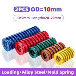 Creamily 2Pcs/lot Mold Spring Compression Spring Loading Die Spring OD 10mm ID 5mm Length 20-70mm Yellow/Blue/Red/Green/Brown
