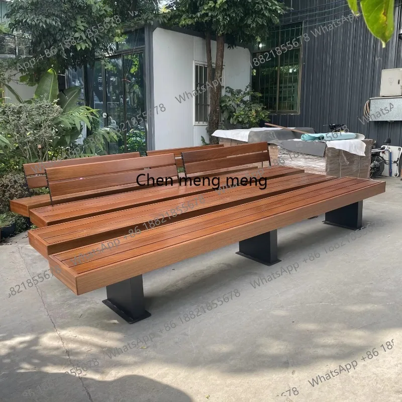 Customized Wooden Long Leisure Chair Patio Furniture Outdoor Patio Park Bench Seat with Thick Solid Wood Board and Backrest