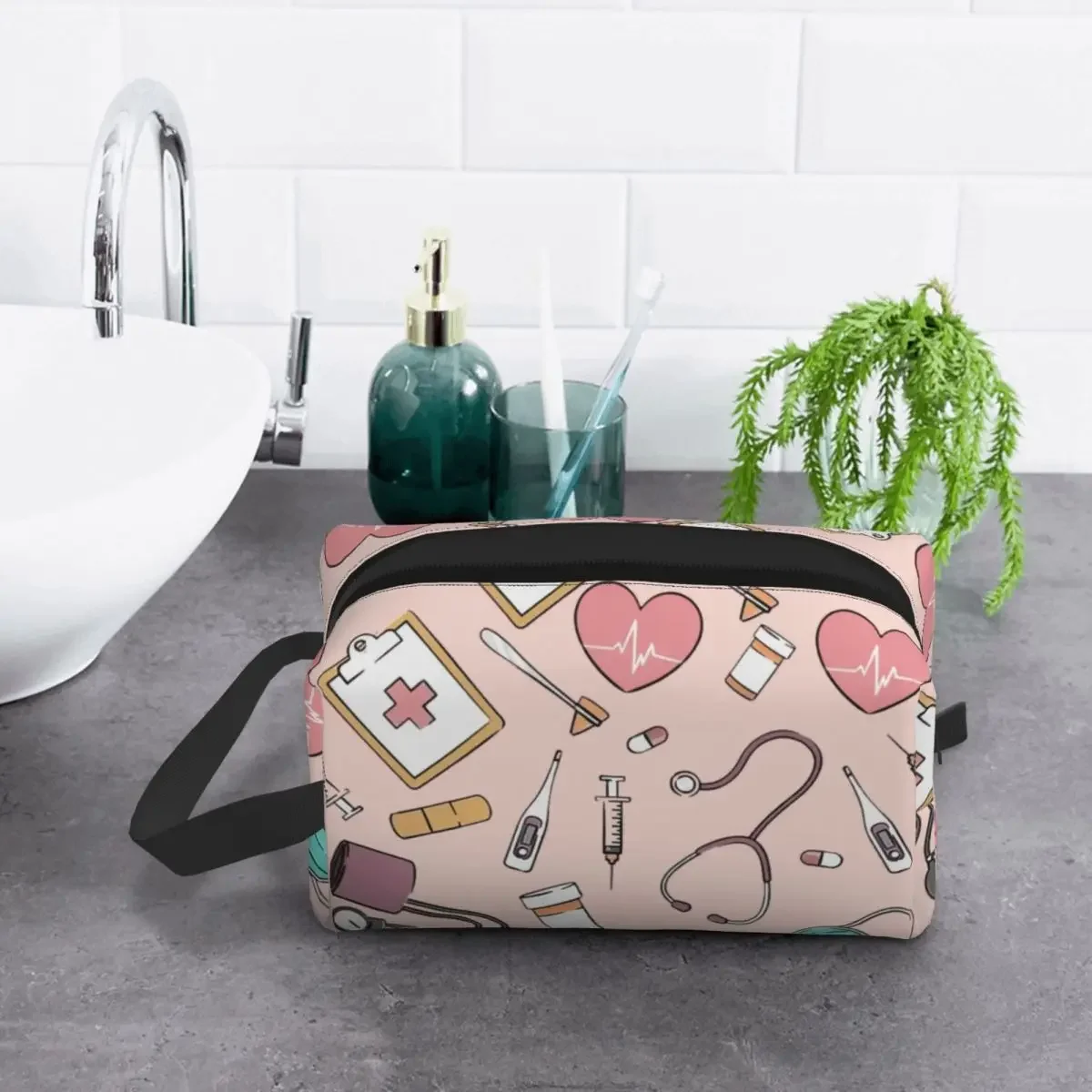 Custom Travel Funny Nurse Toiletry Bag Portable Nursing Makeup Cosmetic Organizer Women Beauty Storage Dopp Kit Box