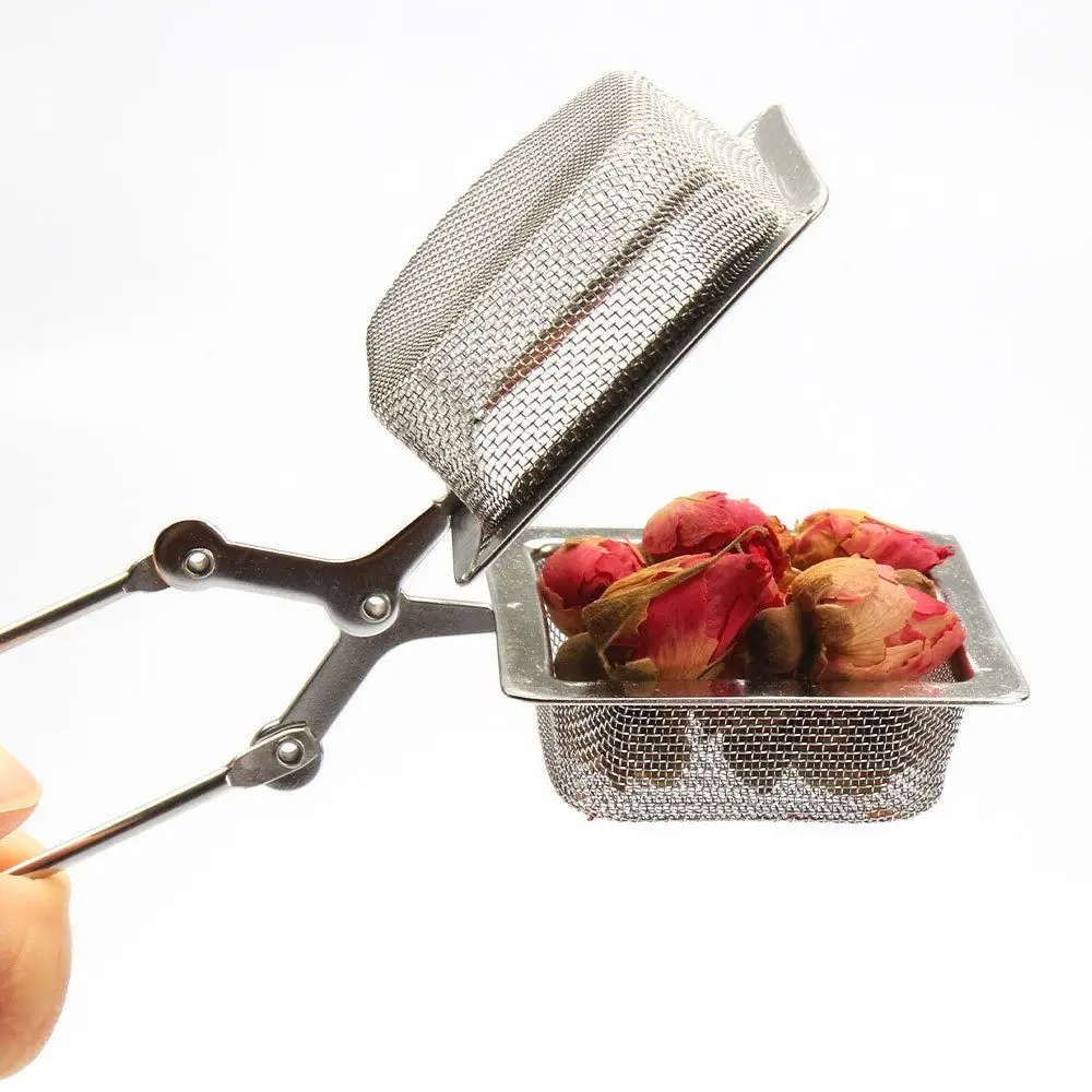Stainless Steel Fine Mesh Tea Strainer Square Shape Portable Reusable Tea Filter Easy Clean Handle Design Teapot Tea Infuser Cup
