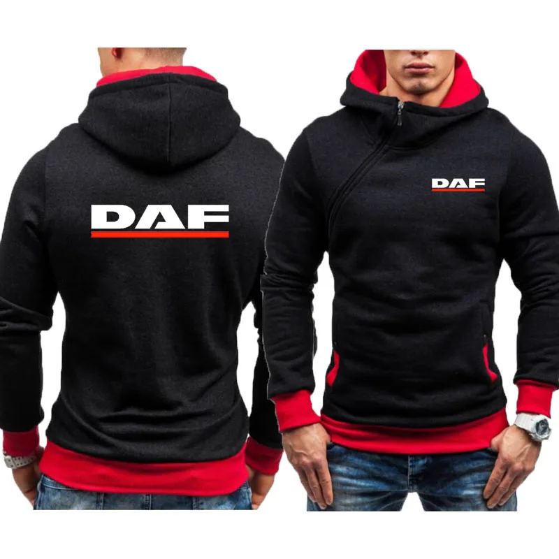 2024 Spring Autumn Truck DAF printing men's hoodie matching color Zipper Hoodies Men's Streetwear sweatshirt fleece pullover