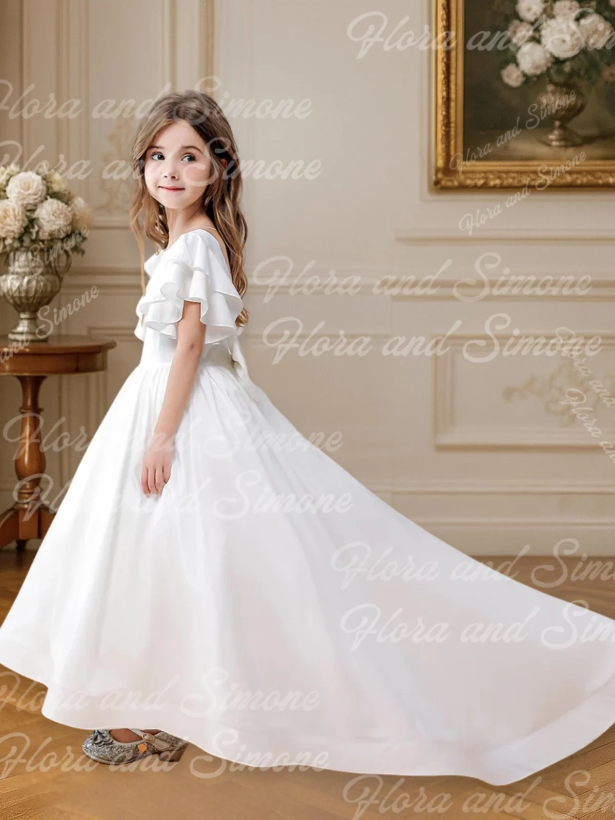 Vestidos de niña de flores con lazo de satén blanco personalizados para ceremonias de boda actuaciones de baile celebraciones navideñas fiesta de cumpleaños