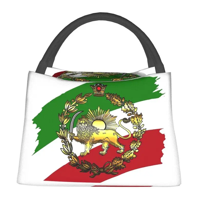 Custom Iran Pahlavi's Flag With Lion And Crown Insulated Lunch Bag for Women Portable Cooler Thermal Lunch Box Work Picnic