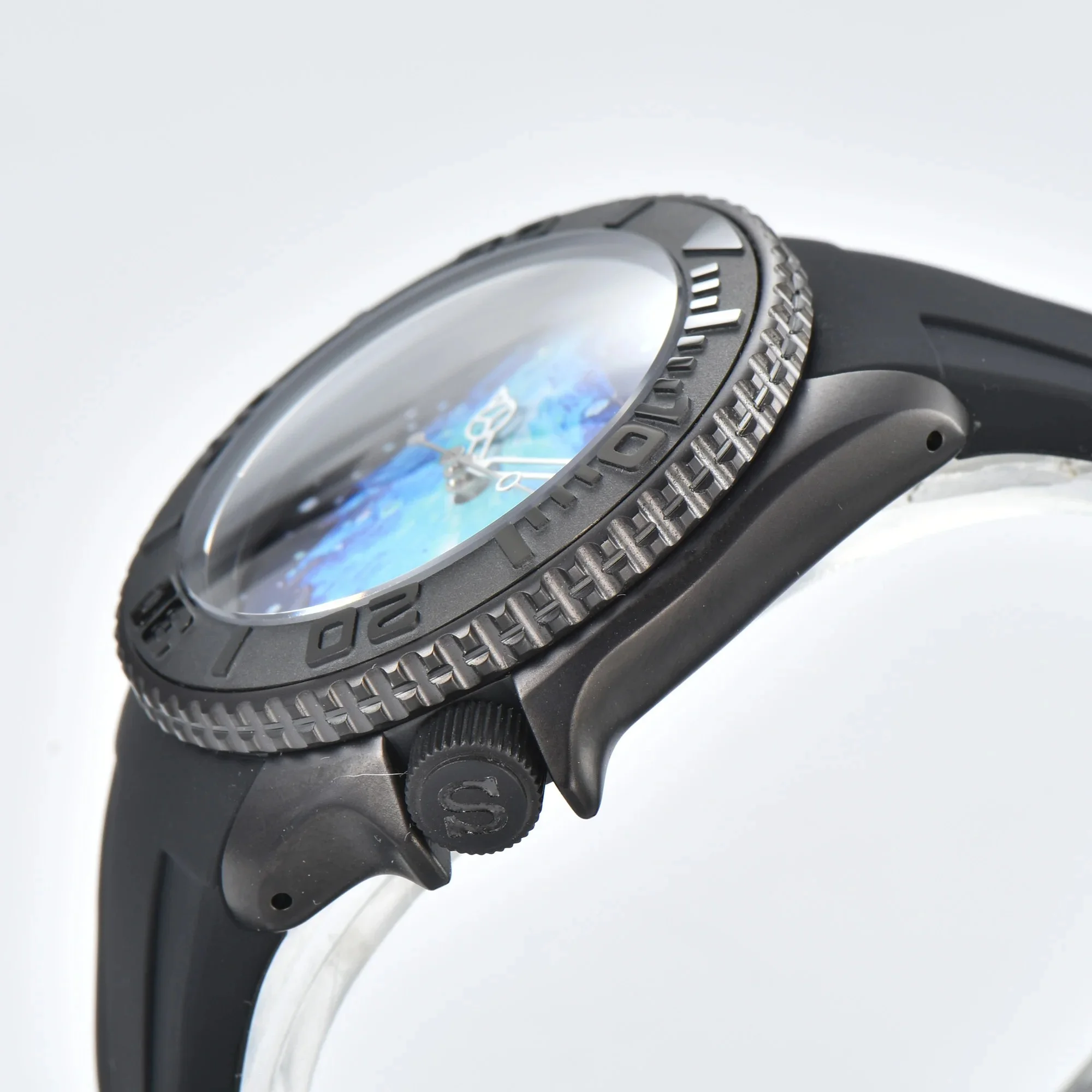 41mm 007 Automatic Mechanical Man Watch Fit NH3 Series 34 35 36 Movement Stainless Steel Waterproof Transparent Sapphire Glass