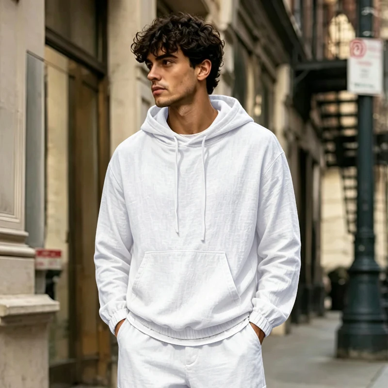 New Men's Comfort Casual Blouse Cotton Linen Shirt Loose Tops Long Sleeve Tee Shirt Spring Autumn Casual Men's Shirts Hoodie