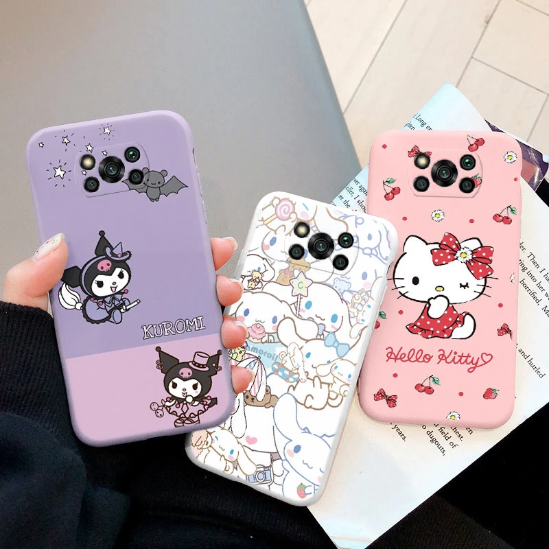 Cartoon Phone Case For Xiaomi Poco X3 NFC x3 pro Anti-drop Cinnamoroll Kuromi Hello Kitty Silicone Soft Shockproof Back Cover