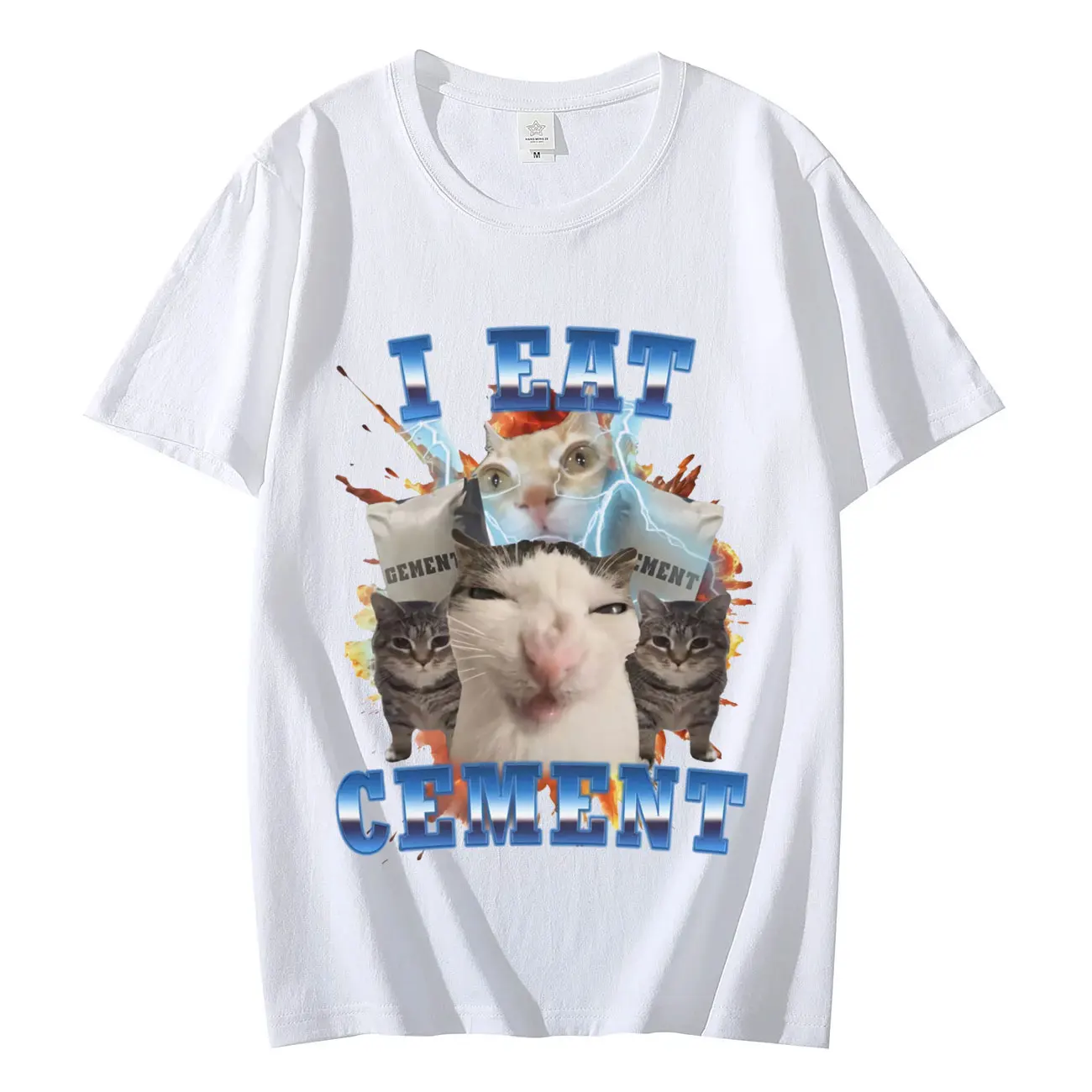 

I Eat Cement Funny Cat Meme T-shirt Unisex Gothic Vintage Clothing T Shirts Casual Fashion Oversized Cotton T-shirts Streetwear