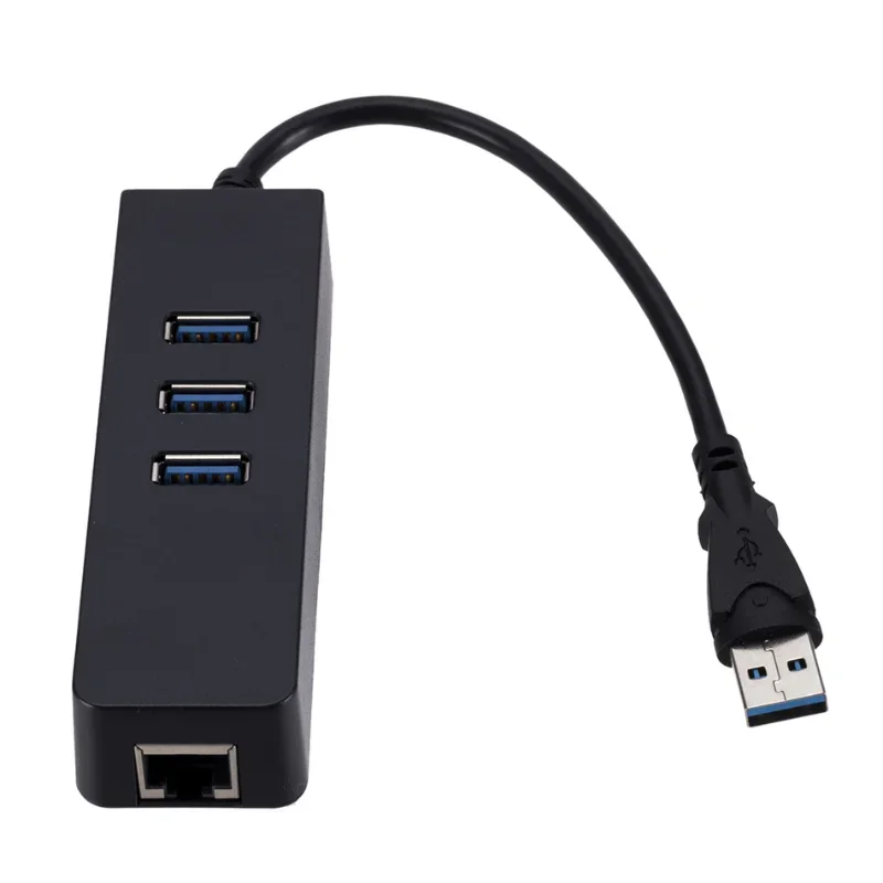 Hub USB 3.0 trois en un avec Gigabit Ethernet, adapté aux données et au chargement rapides de Mac/PC