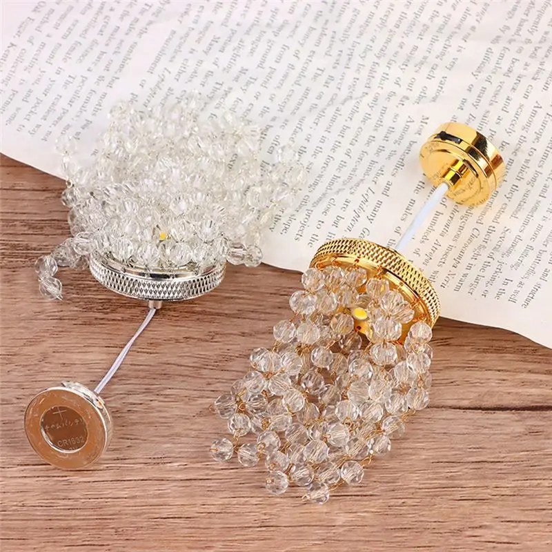 FBIL-1:12 Poppenhuis Miniatuur LED Kristallen Licht Kroonluchter Plafondlamp Meubels Model Decor Huisaccessoires