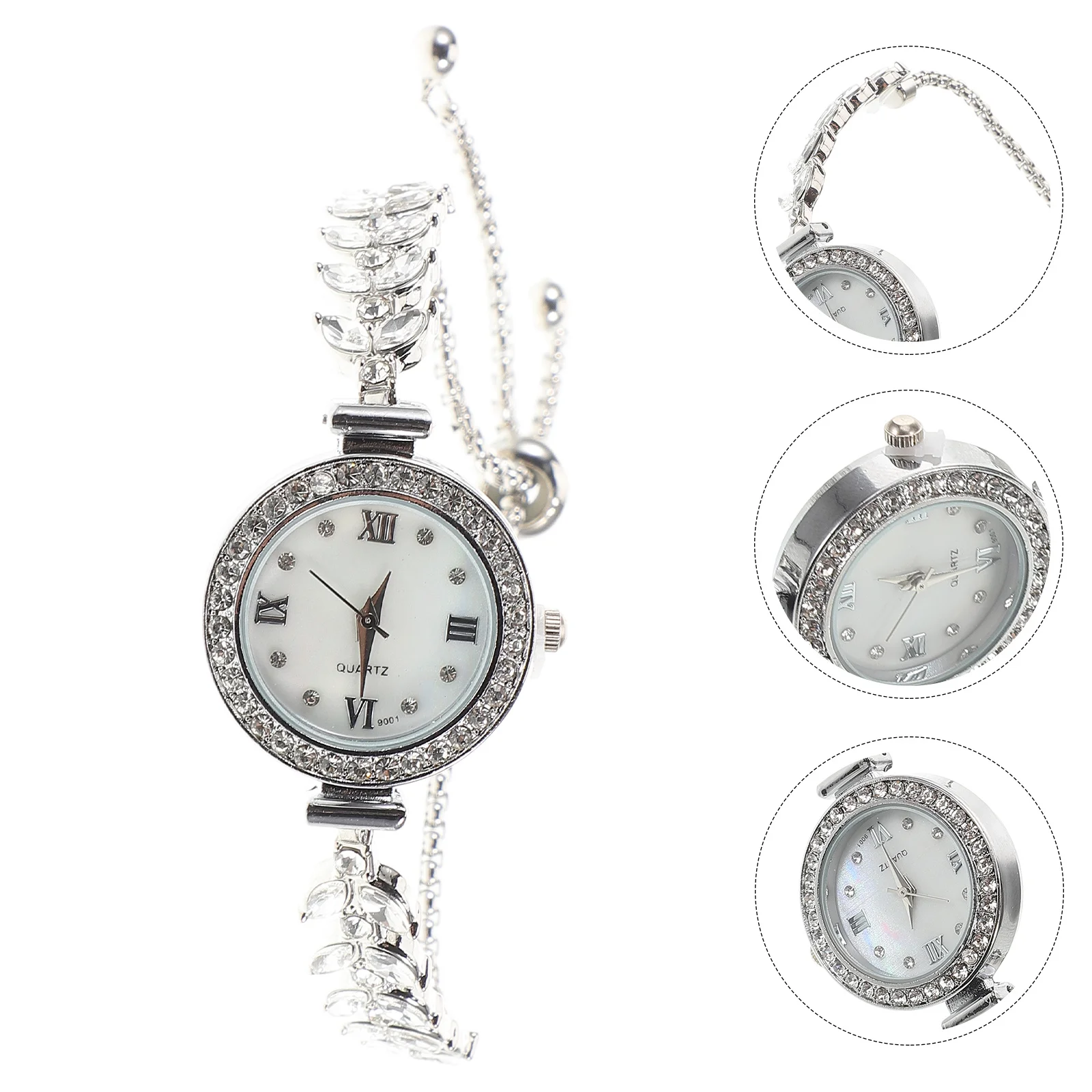 

Rhinestones Women Watch Mermaid Design Luxury Crystal Bracelet Quartz Wristwatch For Ladies Fashion Dress Silver Waterproof