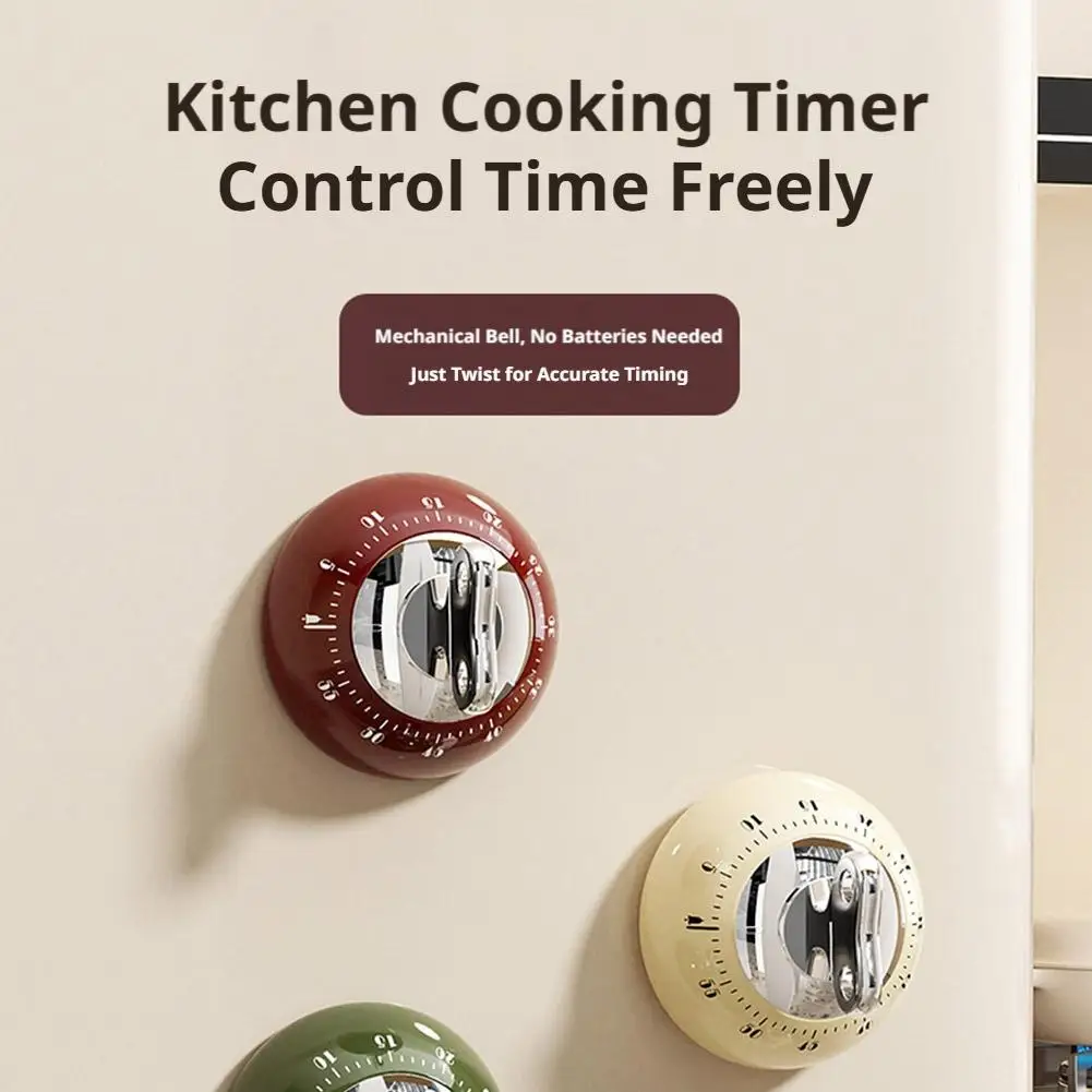 Magnetic Kitchen Timer Manual Countdown Alarm Clock Desk Timer,No Batteries for Cooking Timer Cooking Shower Study Stopwatch