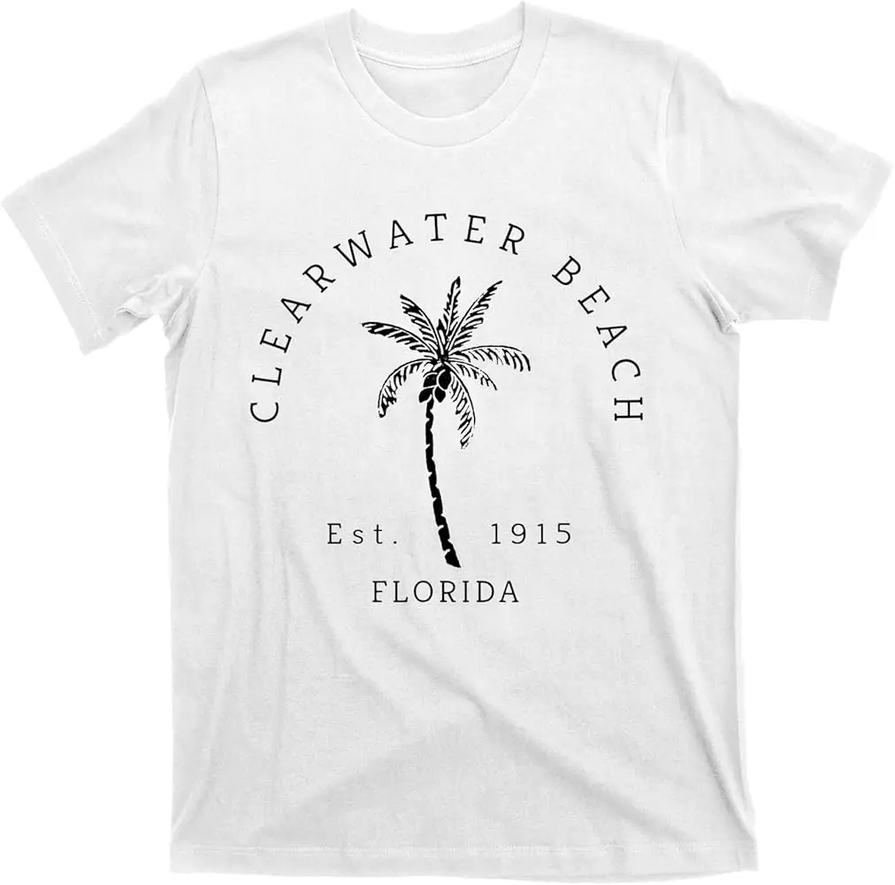 Крутая Пляжная футболка Clearwater, оригинальные пляжи Флориды, высокое качество, 100% хлопок, с коротким рукавом
