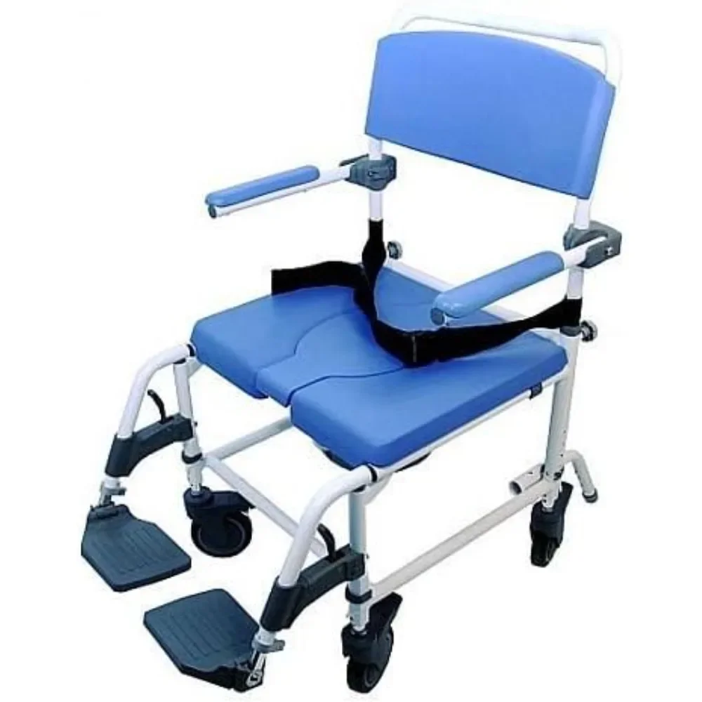 

Shower Transport Chair Bath Toilet Rehab Commode Bariatric 20" Wide Seat - Aluminum Adjustable 185W