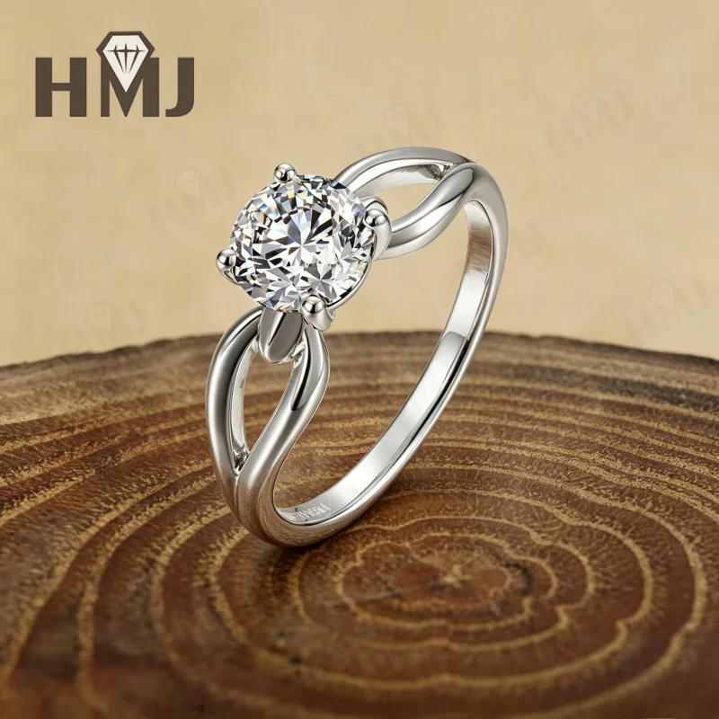 1ct Moissanit-Ring, runder Schliff, D-Farbe, 925er Sterlingsilber, 18K vergoldet, für Damen, edler Schmuck, Alltagsgebrauch, klassische Charms – Detail 8