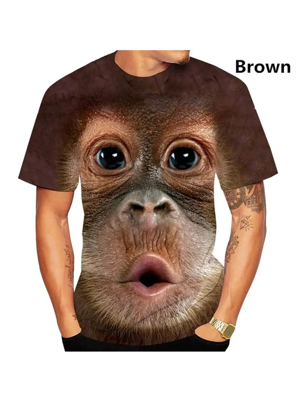 Drôle baiser singe lèvre graphique T-Shirt pour hommes vêtements 3D Spoof gorille orang-outan imprimé T-Shirt unisexe à manches courtes hauts t-shirts