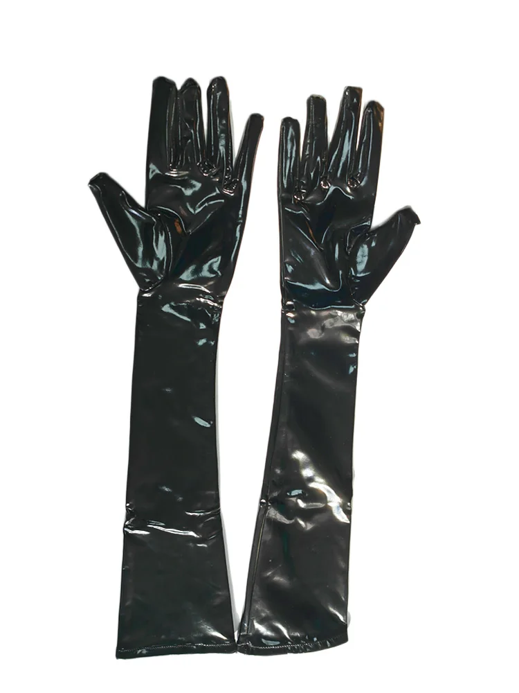 Sexy PVC Shiny Glove Latex Faux Leather Long Glove Punk Gloves Sexy Hip-pop Jazz Outfit Mittens Cosplay Costumes Accessory F33