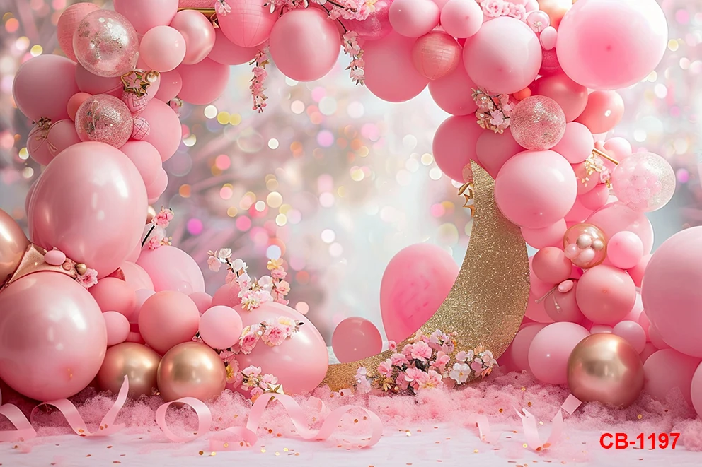 بالون ملون التصوير خلفية القلعة لطيف الدب يونيكورن الزهور عيد ميلاد الأطفال راية ملصق ديكور خلفية مخصصة