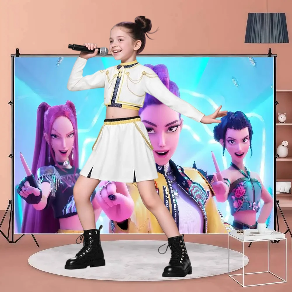 

Halloween Kpop Demon Hunter Cosplay Rumi Zoey Mira Cosplay Full Suit Kids Girls Style Kids Stage Performance Clothes New