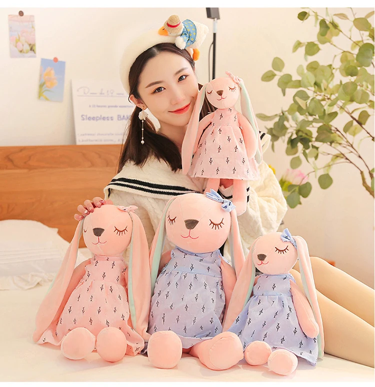35 cm große Oster-Babyhasenfigur, rosa und blau, An'an Rabbit, beruhigende Geschenkpuppe für Kinder, Plüschtier mit superweichem Fell. – Detail 12