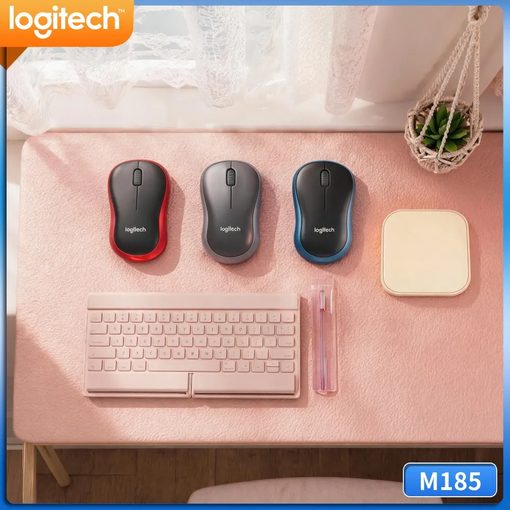 Logitech M185 Reliable Daily Wireless Mouse, Anti‑Drop Casing, 10‑Meter Range, Plug‑And‑Play For Home Office Computer Setups