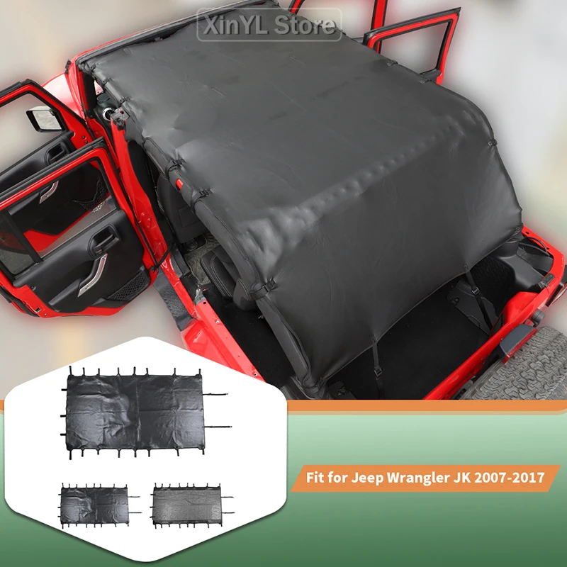 

Для Jeep Wrangler JK 2007-2017 кожаная мягкая сетка на крышу, бикини, верхний солнцезащитный козырек, УФ-солнцезащитная сетка, внешние аксессуары для автомобиля