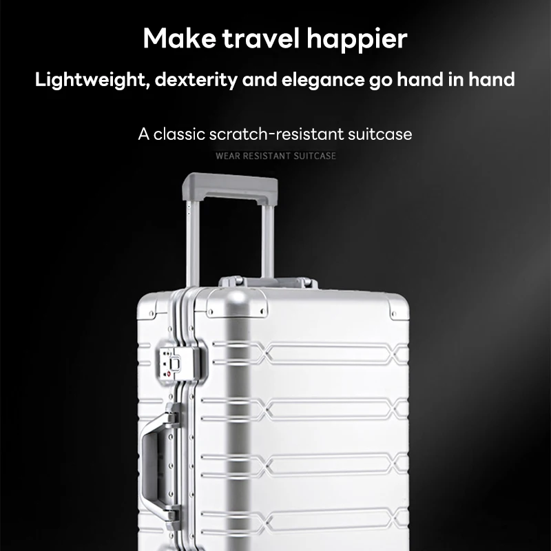 All-aluminum-magnesium alloy trolley suitcase, spinner wheel, aluminum alloy suitcase, metal box, password boarding suitcase