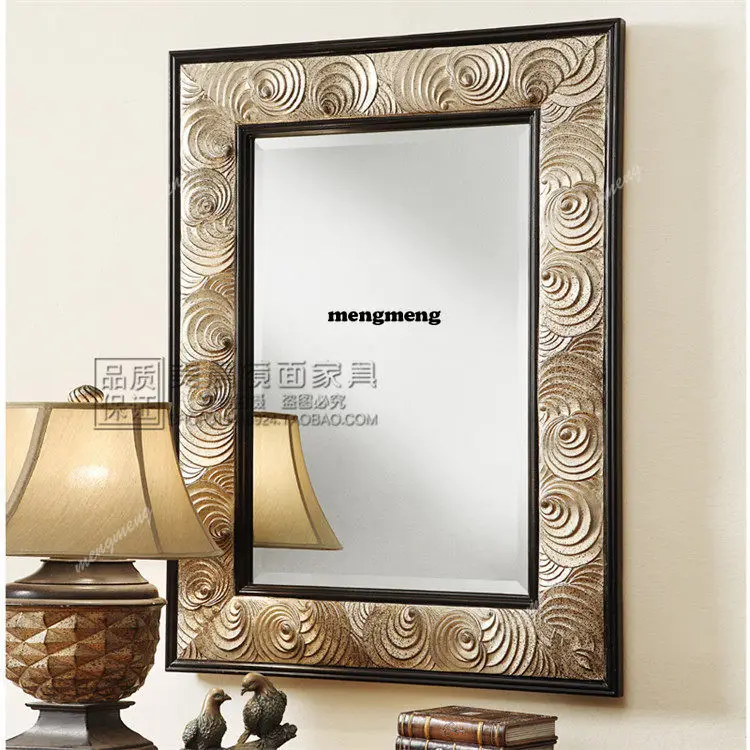 

High-end European and American makeup mirror entrance decorative wall-mounted mirror antique and old mirror furniture