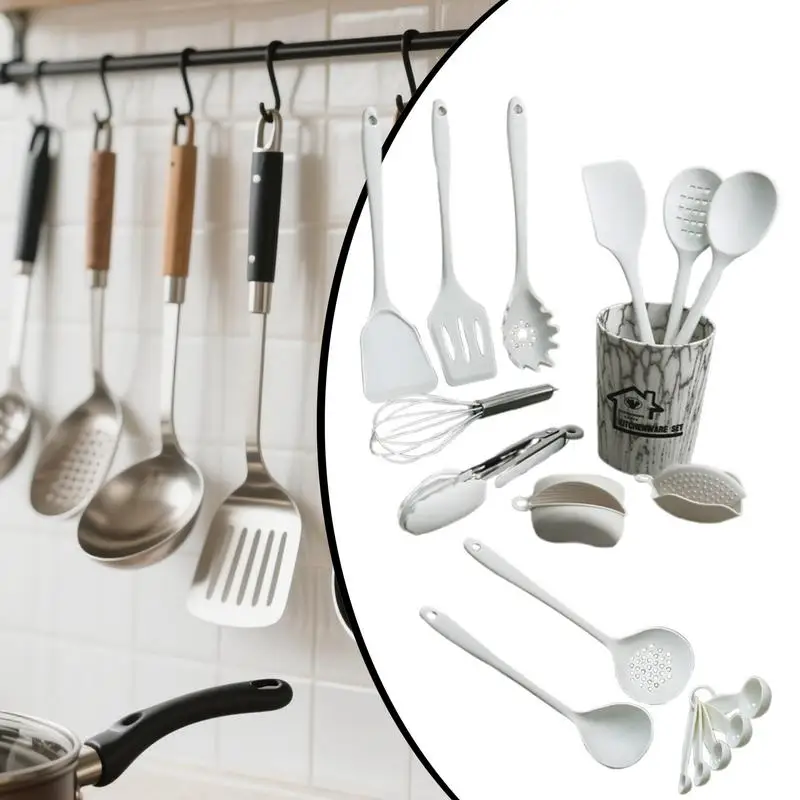 Silicone Cooking Utensils Professional Cookware Silicone Utensil Set 18 Pieces Kitchen Tools Nonstick Heat Resistant Spatulas