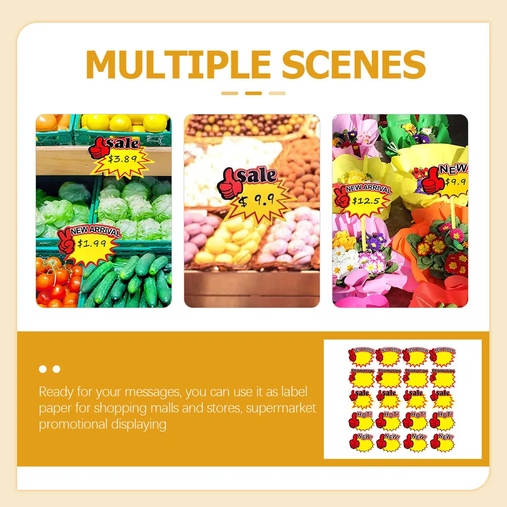 250Pcs Price Labels Burst Design Vibrant Colors Permanent Marker Retail Shop Supermarket Yard Sale Supplies Sale