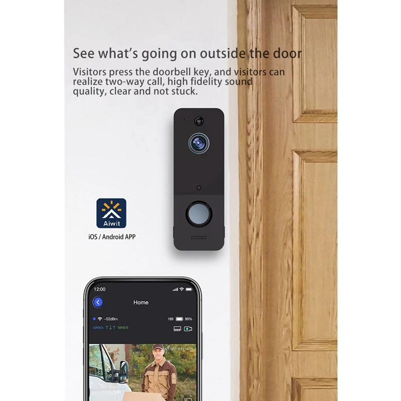 أفضل العروض اللاسلكية كاميرا فيديو بالجرس 1080P زاوية واسعة عدسة واي فاي الجرس ، الأشعة تحت الحمراء للرؤية الليلية ، IP65 مقاوم للماء