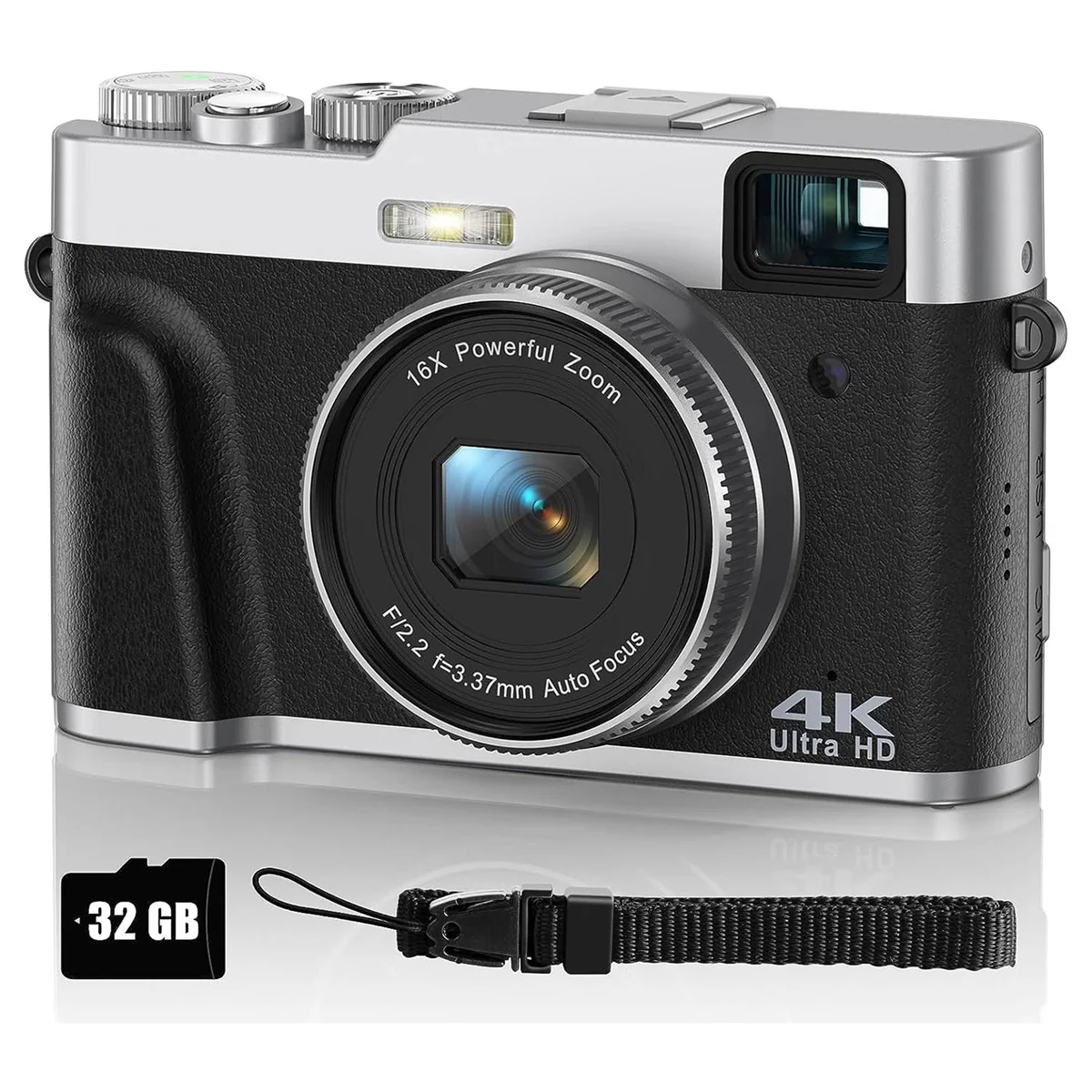 

4K Digital Camera for Photography, Autofocus Camera with Viewfinder Anti-Shake Video Camera for YouTube Digital Cameras