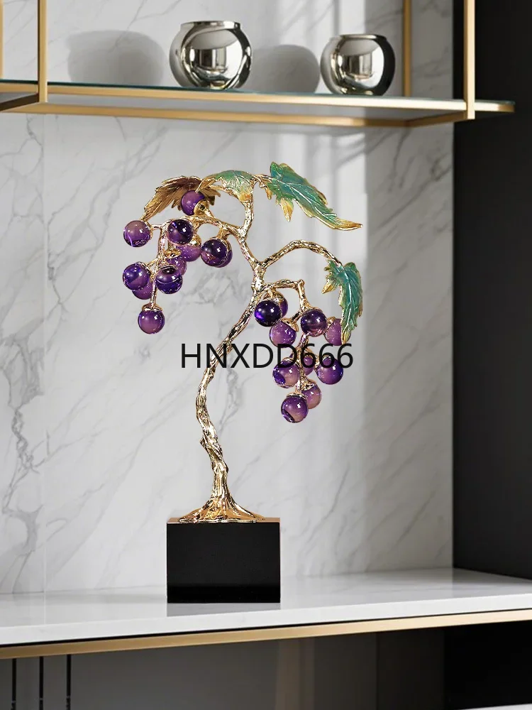 Premium desktop grape small ornament light luxury entrance glass home decoration