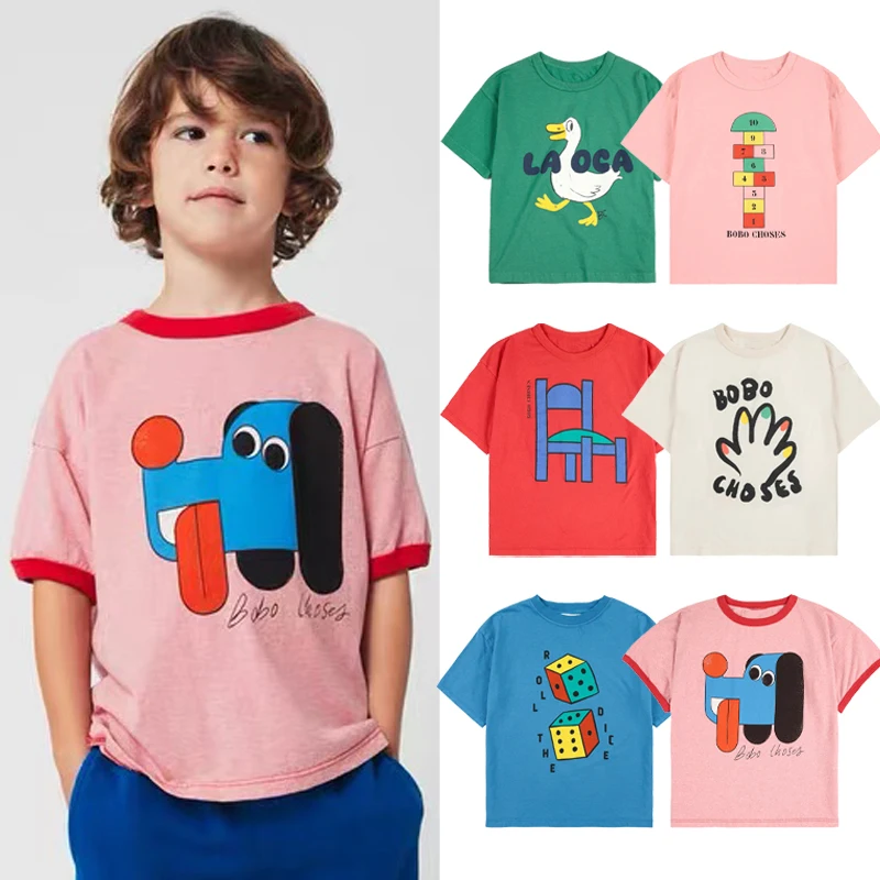 

2025 New Summer Children's T-shirt Boys' Printed Casual Top Girl's Round T-shirt Korean Children's Clothing Autumn New