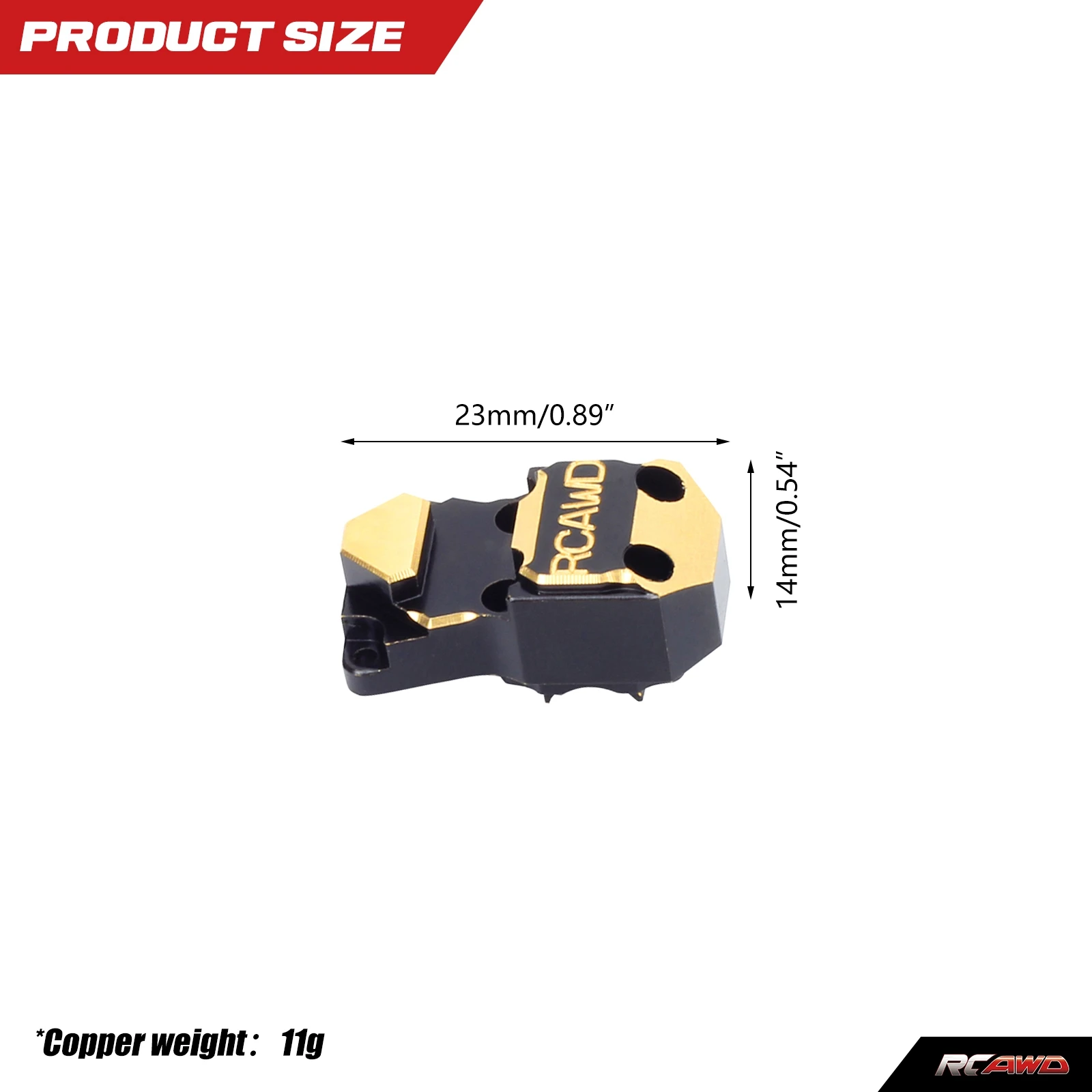 RCAWD 12g Brass Axle Housing Diff Cover Third Member Housing for Axial SCX24 Wrangler Bronco Gladiator C10 Deadbolt Upgrades