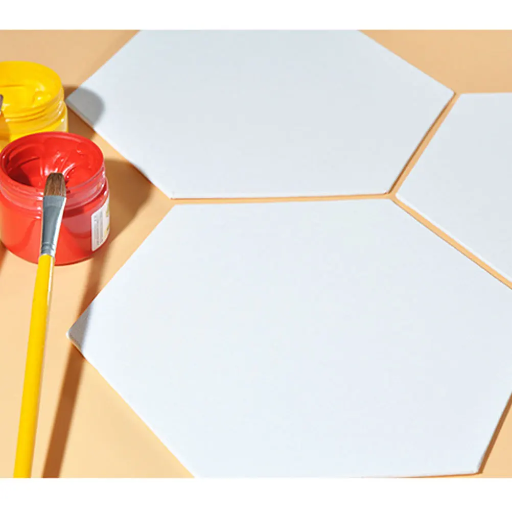 

3Pcs Small Hexagon Canvas Board 12.5cm White Thicken Oil Paint Sketchpad for Indoor Outdoor Art Drawing Gifts Hobbyists Students
