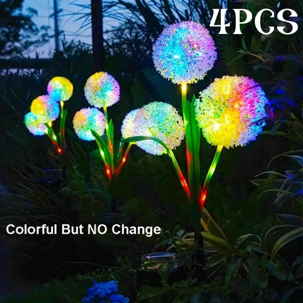 Solar outdoor dandelion lights, LED color scallion ball lights, lawn lights, for garden, patio, walkway, lawn decoration