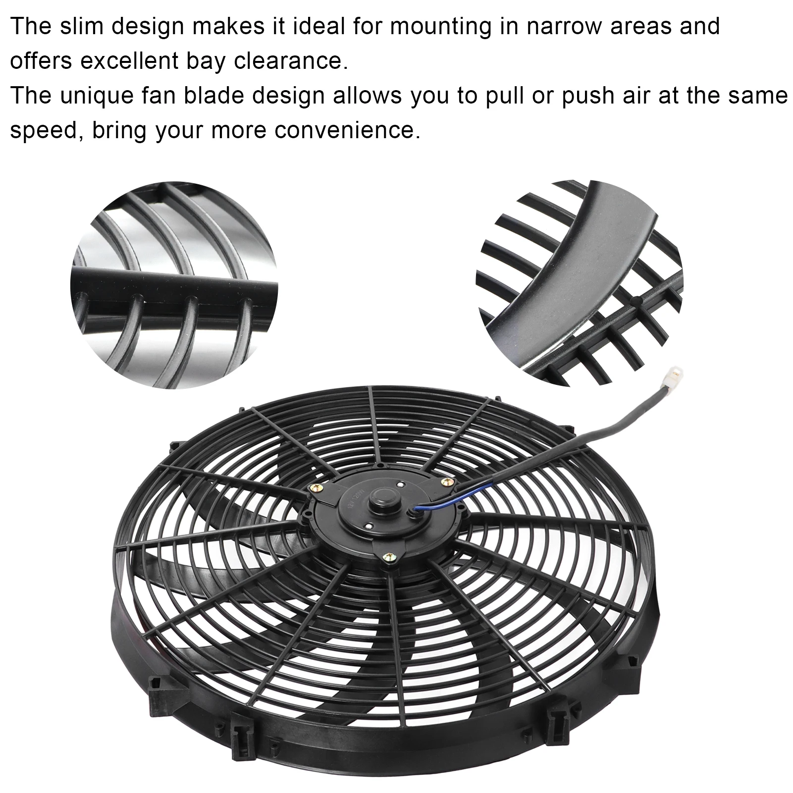 Climatiseur de voiture électrique, ventilateur mince, refroidissement d'huile DC 12V, 16 pouces, 10 nervures de poussée, modification, remplacement pour camions, camping-cars