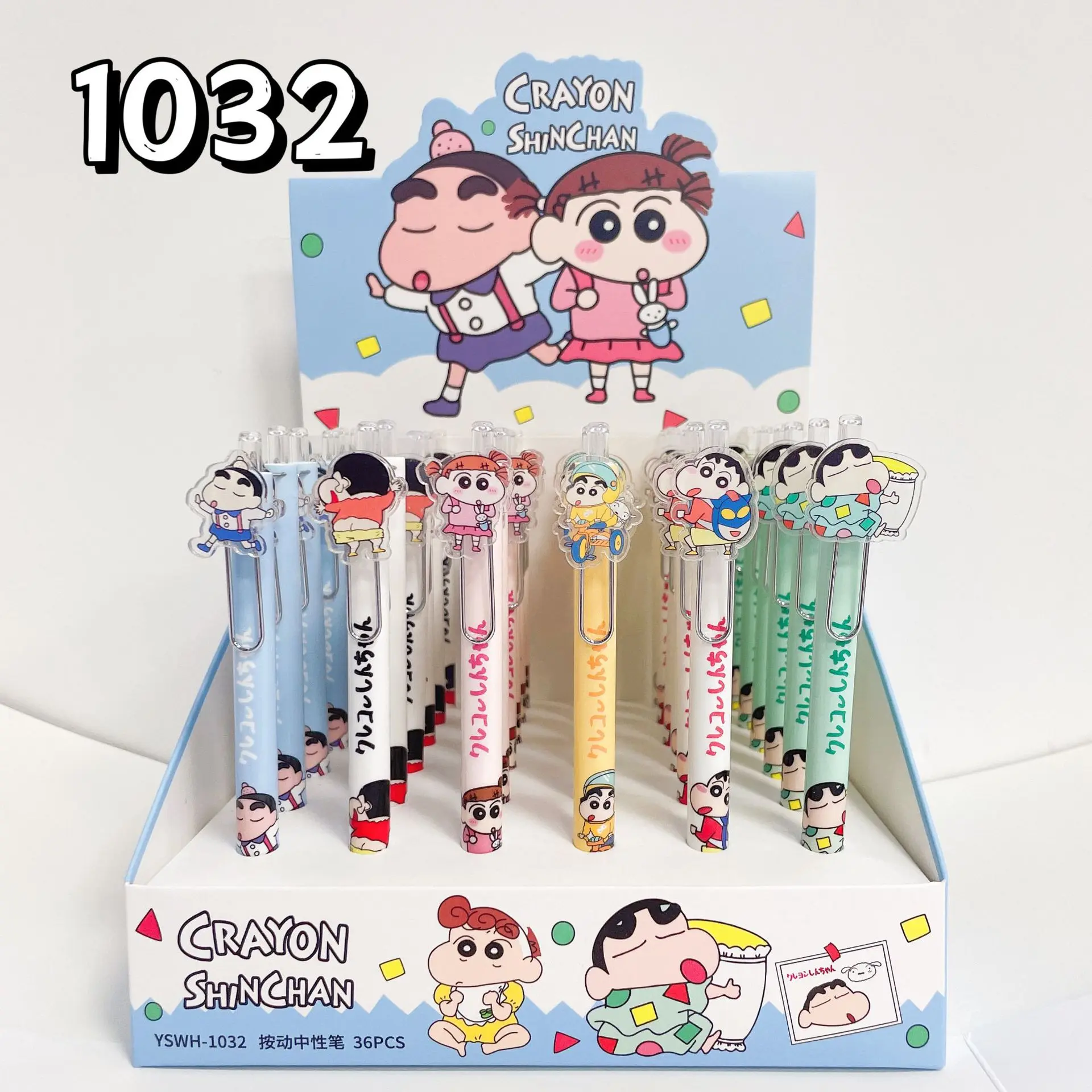 Bandai YSWH-1032 New Crayon Shin Shin Cartoon Sticker Pen Little Cute Nohara Shinnosuke Press Neutral Pen Black